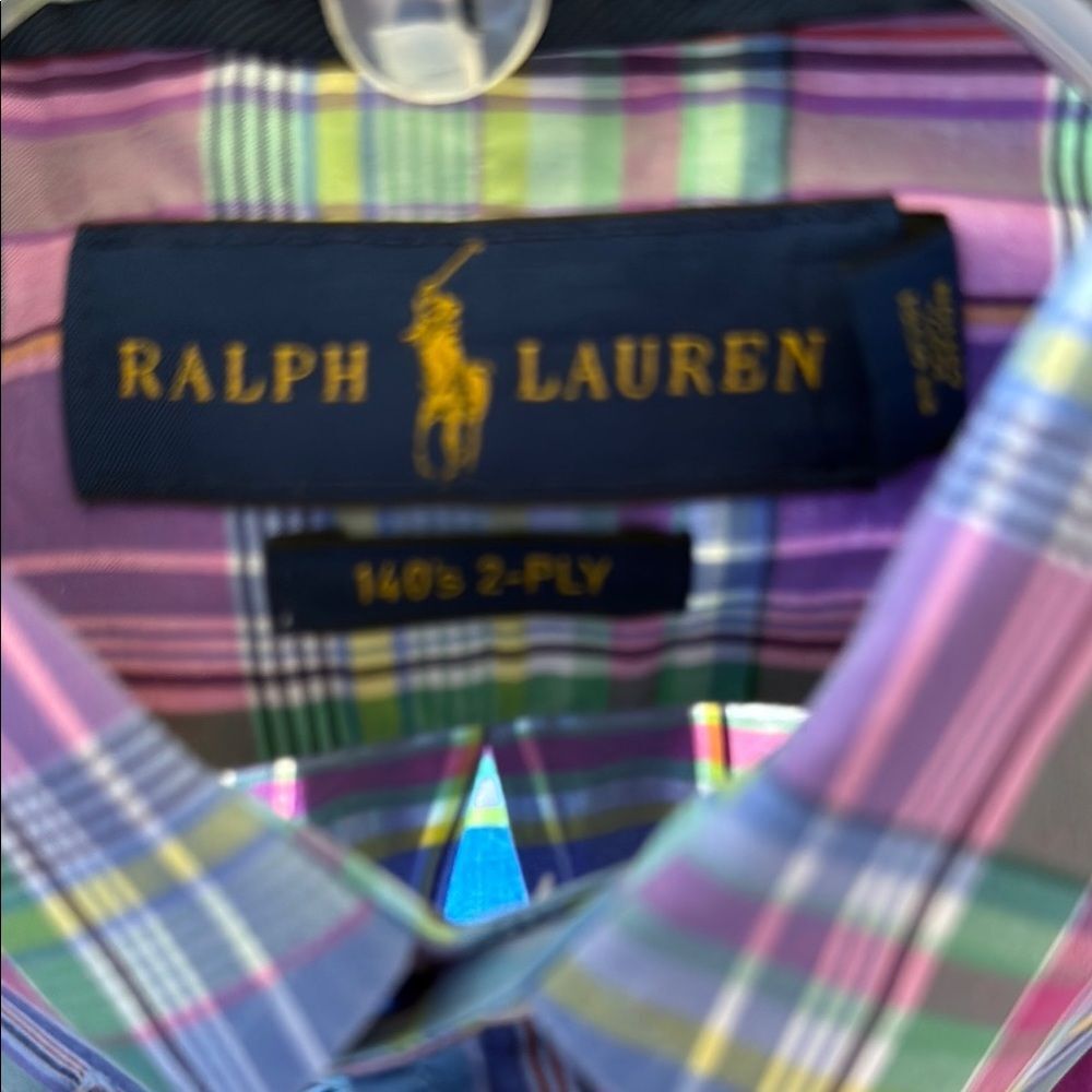 RALPH LAUREN SPRING MULTI MADRAS PLAID COTTON SIZE LARGE COTTON PINK BLUE PREPPY